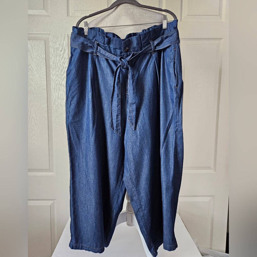Eloquii Paper Bag Wide-Legged Casual Pants